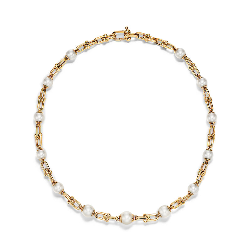 Tiffany & Co. Tiffany HardWear Collar de eslabones escalonados en oro amarillo con perlas de agua dulce Grandes descuentos