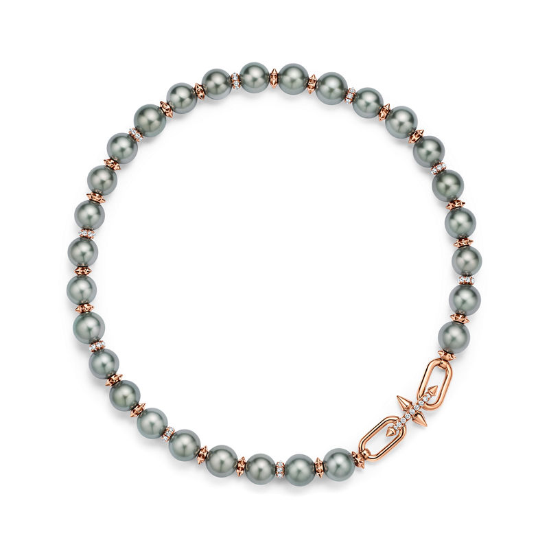 Tiffany & Co. Tiffany Titan by Pharrell Williams Collar de perlas de Tahití y oro con diamantes Grandes ahorros