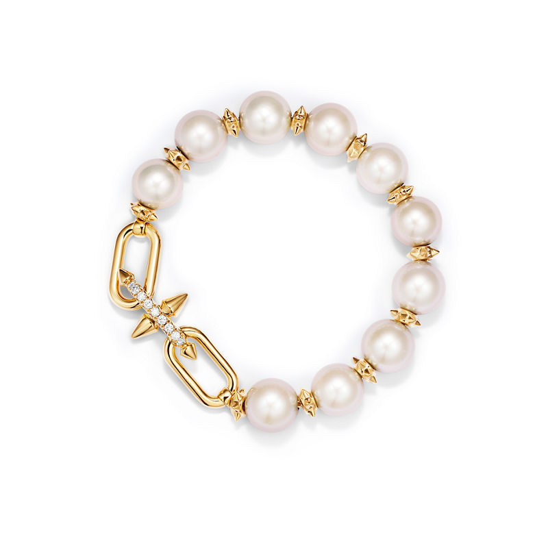 Tiffany & Co. Tiffany Titan by Pharrell Williams Pulsera de perlas de oro amarillo con diamantes