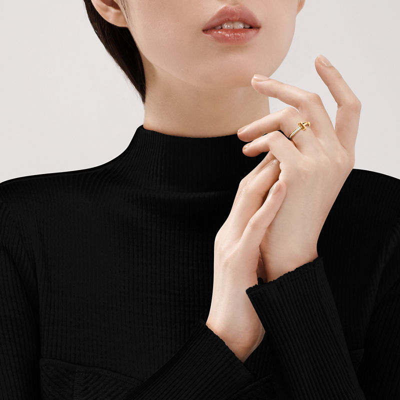 Tiffany & Co. Tiffany T T1 Anillo de oro amarillo con diamantes Rebajas