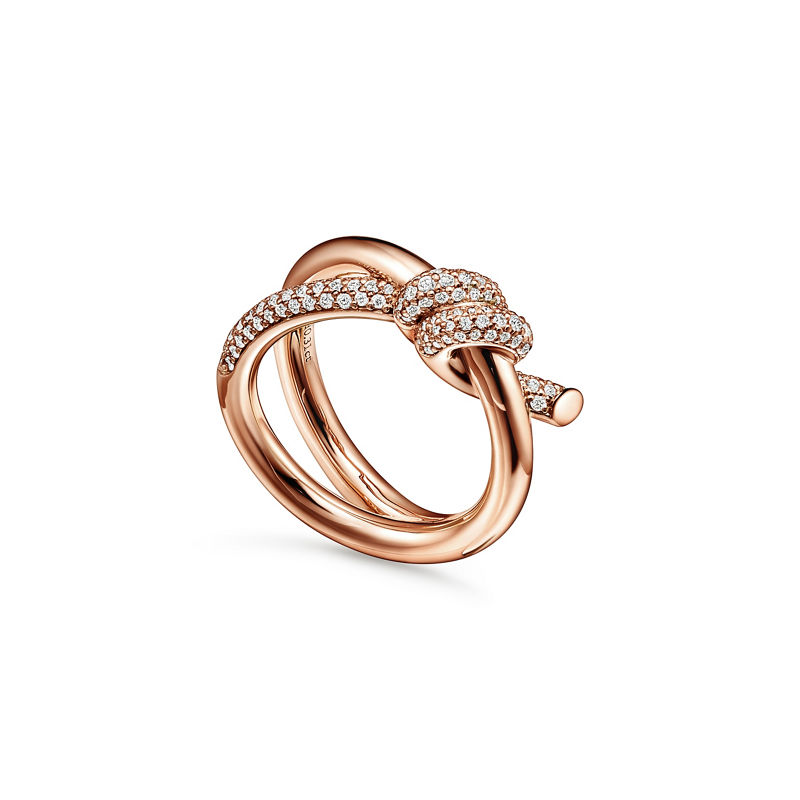 Tiffany & Co. Tiffany Knot Anillo de dos vueltas en oro rosa con diamantes Gran oferta