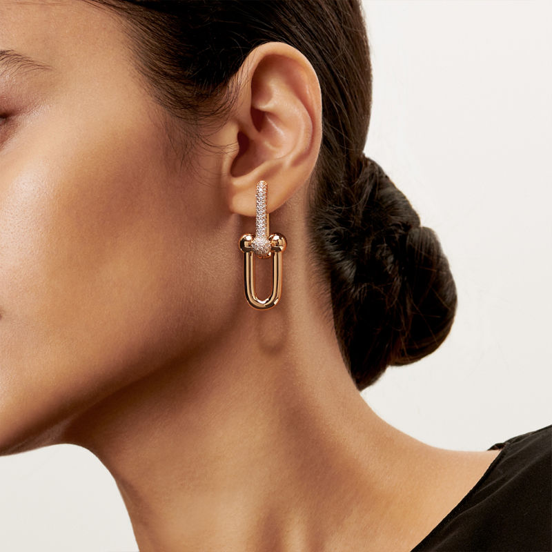 Tiffany & Co. Tiffany HardWear Pendientes de eslabones grandes de oro amarillo con diamantes en pavé Rebajas baratas