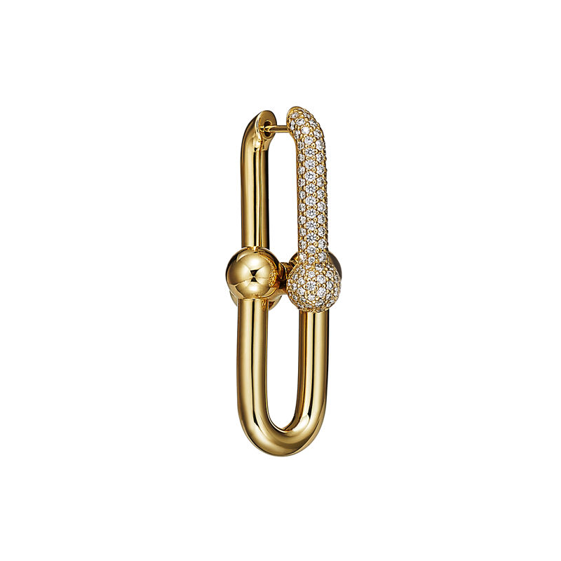Tiffany & Co. Tiffany HardWear Pendientes de eslabones grandes de oro amarillo con diamantes en pavé Rebajas baratas