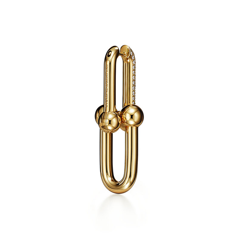 Tiffany & Co. Tiffany HardWear Pendientes de eslabones grandes de oro amarillo con diamantes en pavé Rebajas baratas