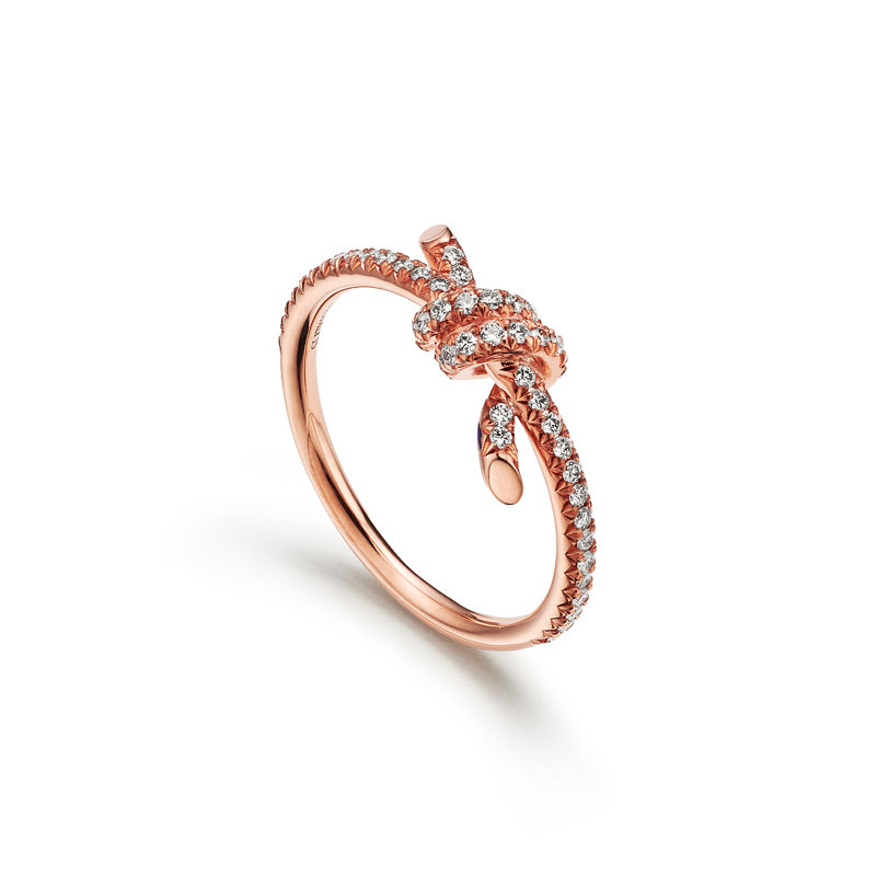 Tiffany & Co. Tiffany Knot Anillo de oro rosa con diamantes Rebajas de fábrica