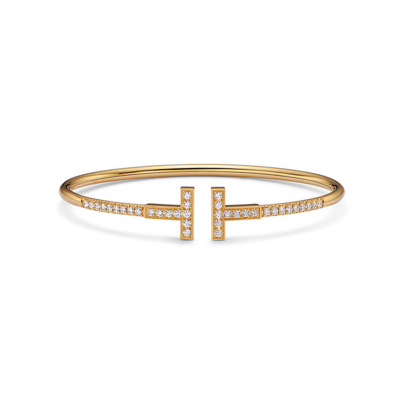 Tiffany & Co. Tiffany T Brazalete Wire con diamantes en pavé de oro amarillo