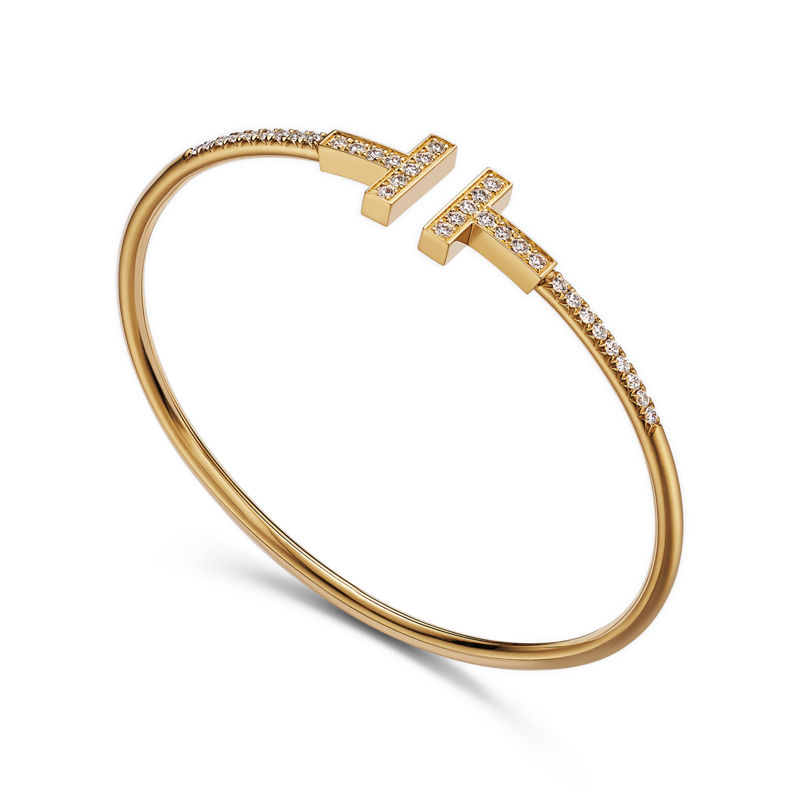 Tiffany & Co. Tiffany T Brazalete Wire con diamantes en pavé de oro amarillo Los más vendidos