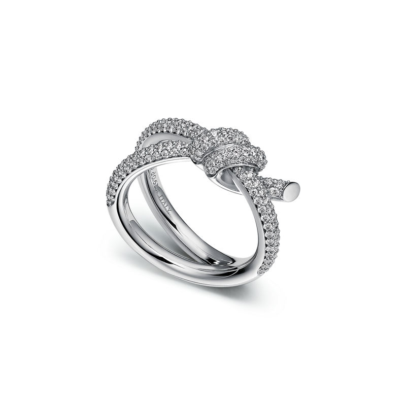 Tiffany & Co. Tiffany Knot Anillo de dos vueltas en oro blanco con diamantes Ventas relámpago