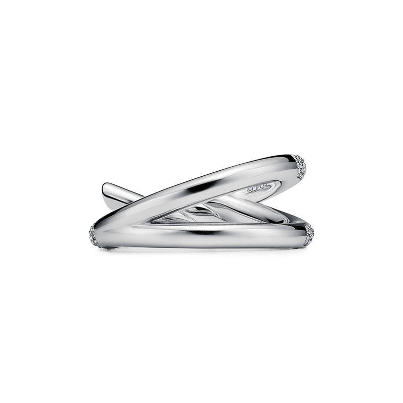 Tiffany & Co. Tiffany Knot Anillo de dos vueltas en oro blanco con diamantes Ventas relámpago