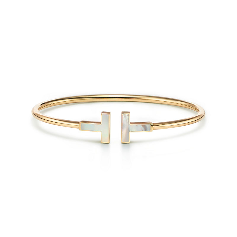 Tiffany & Co. Tiffany T Pulsera Wire de oro amarillo con nácar