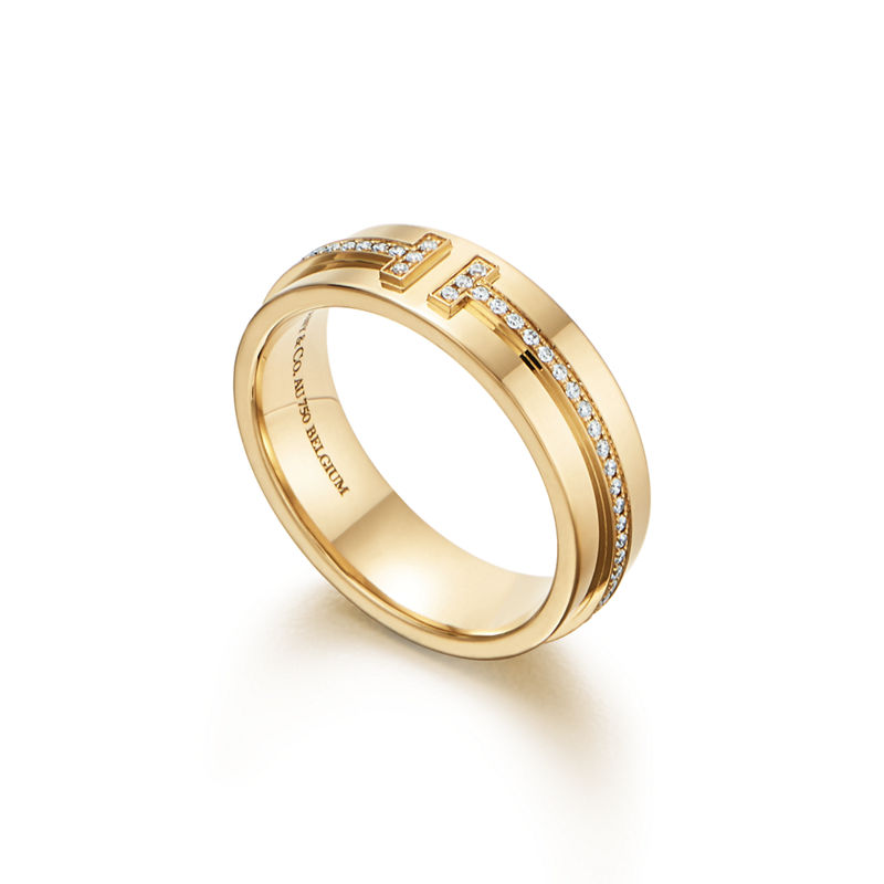 Tiffany & Co. Tiffany T Anillo de diamantes ancho de oro amarillo Liquidación