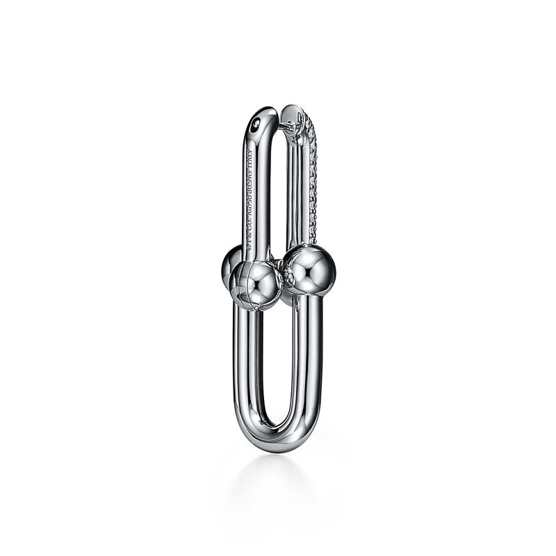 Tiffany & Co. Tiffany HardWear Pendientes de eslabones grandes de oro blanco con diamantes en pavé Últimos 3 días