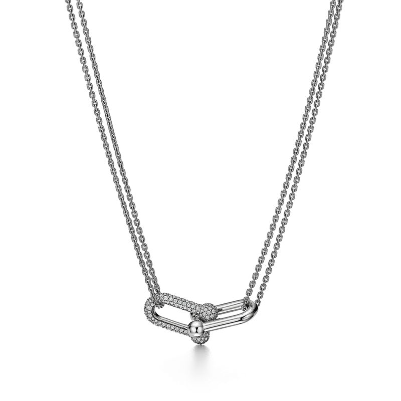 Tiffany & Co. Tiffany HardWear Colgante de eslabones dobles grandes de oro blanco con diamantes en pavé