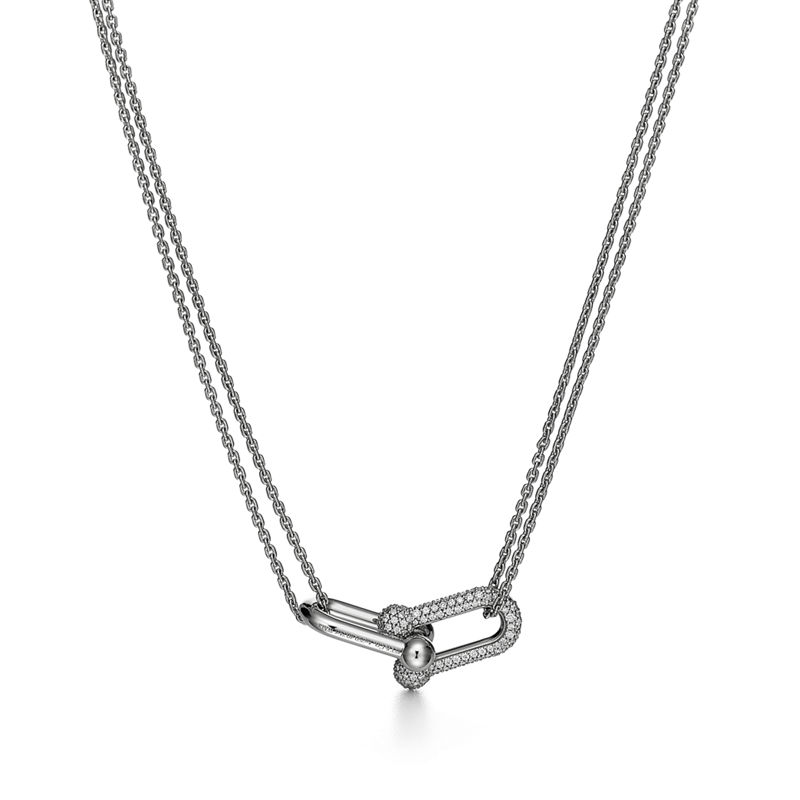 Tiffany & Co. Tiffany HardWear Colgante de eslabones dobles grandes de oro blanco con diamantes en pavé ÚLTIMAS EDICIONES