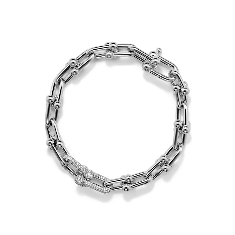Tiffany & Co. Tiffany HardWear Pulsera de eslabones medianos de oro blanco con diamantes