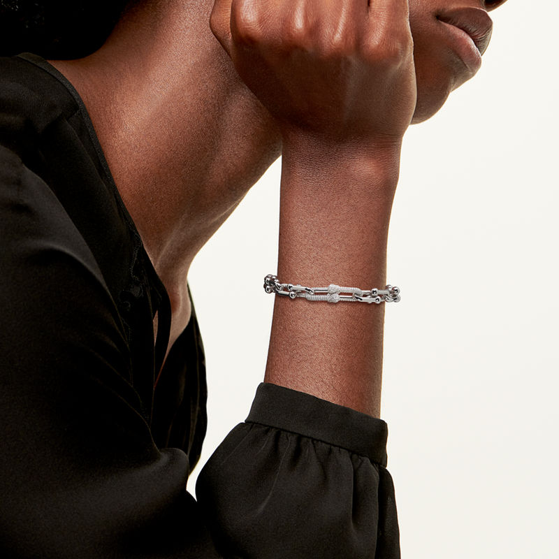 Tiffany & Co. Tiffany HardWear Pulsera de eslabones medianos de oro blanco con diamantes Últimos 2 días