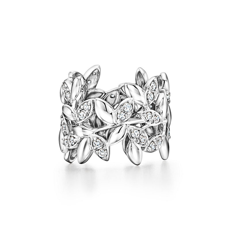 Tiffany & Co. Paloma Picasso® Alianza Olive Leaf en oro blanco con diamantes Solo hoy