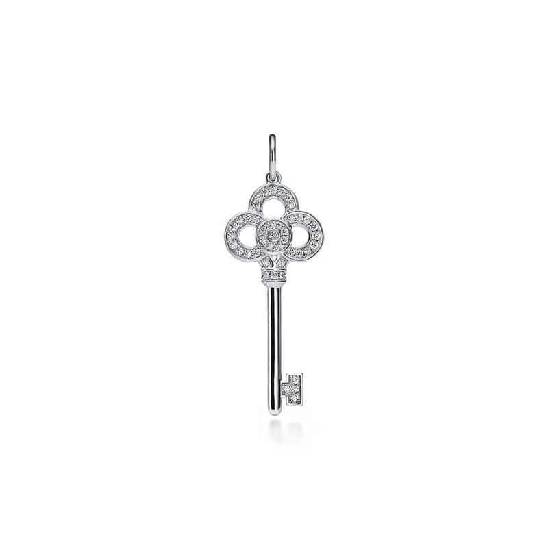 Tiffany & Co. Tiffany Keys Colgante de llave en forma de corona mini en oro blanco de 18 quilates con diamantes