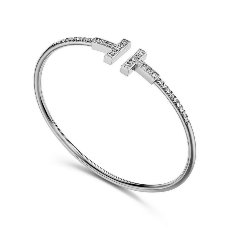 Tiffany & Co. Tiffany T Brazalete Wire con diamantes en pavé de oro blanco Liquidación