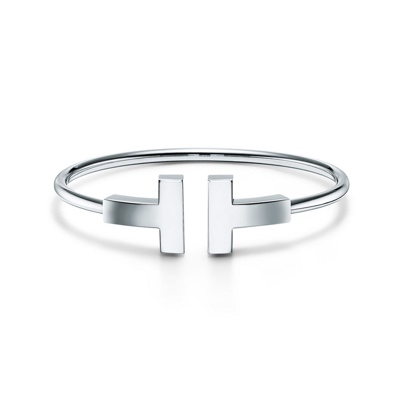 Tiffany & Co. Tiffany T Pulsera Wire ancha de oro blanco