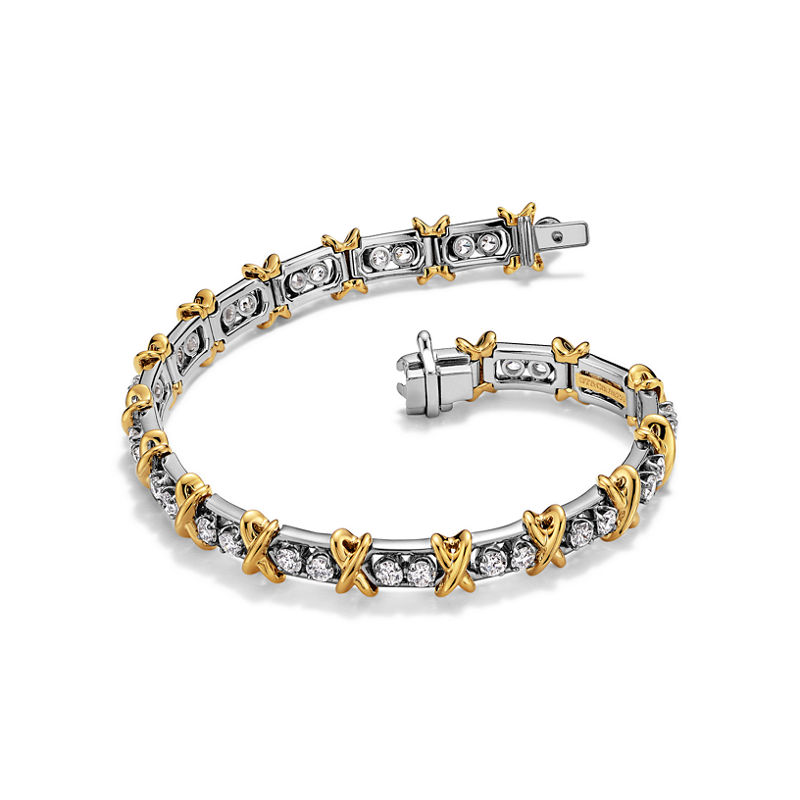 Tiffany & Co. Jean Schlumberger by Tiffany Pulsera 36 Stone de platino y oro con diamantes Limitado a 3 días