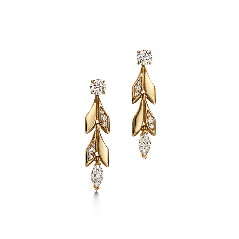 Tiffany & Co. Tiffany Victoria® Pendientes largos transformables Vine en oro amarillo con diamantes Ofertas especiales