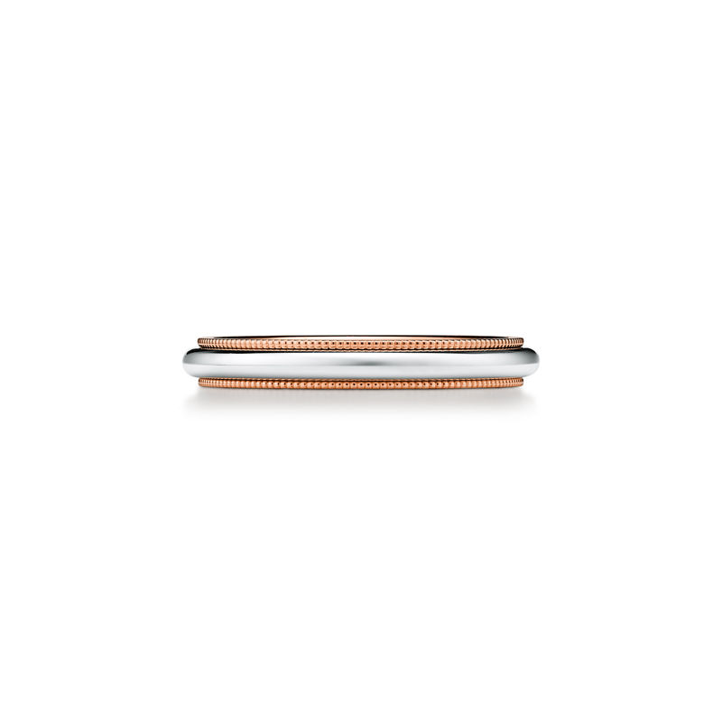 Tiffany & Co. Tiffany Together Alianza con milgrain de oro rosa y platino