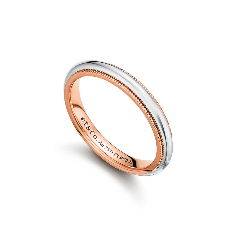 Tiffany & Co. Tiffany Together Alianza con milgrain de oro rosa y platino Tienda