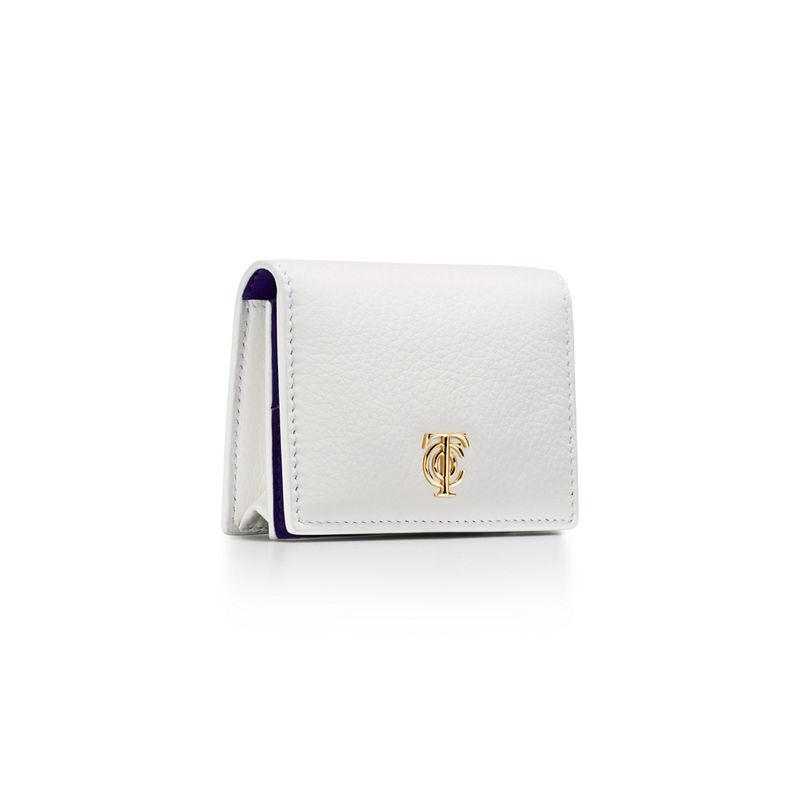 Tiffany & Co. T&CO. Tarjetero de solapa de piel color blanco Rebajas top