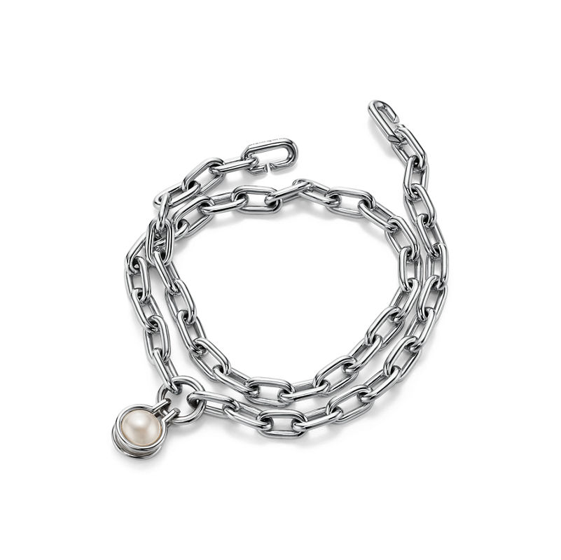 Tiffany & Co. Tiffany HardWear Pulsera de perlas de agua dulce en plata de ley de plata de ley Oferta especial de fábrica