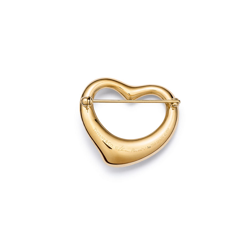 Tiffany & Co. Elsa Peretti® Broche Open Heart de oro amarillo con diamantes en pavé Envío internacional gratuito