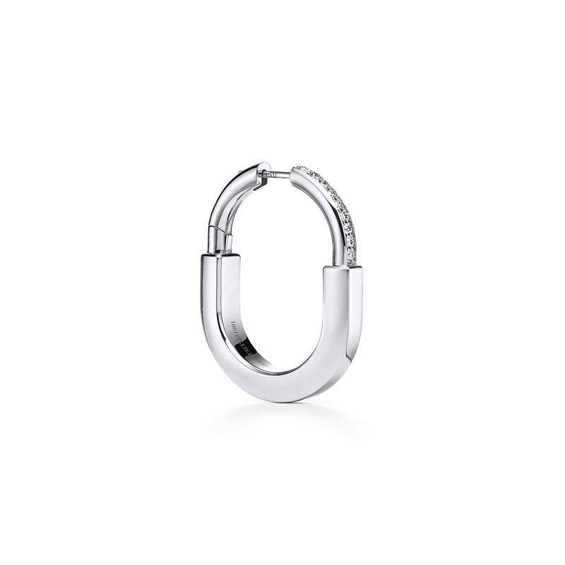 Tiffany & Co. Tiffany Lock Pendientes en oro blanco con diamantes tamaño mediano En oferta
