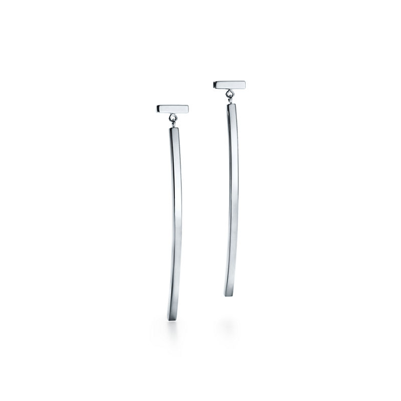 Tiffany & Co. Tiffany T Pendientes estilo barra de oro blanco