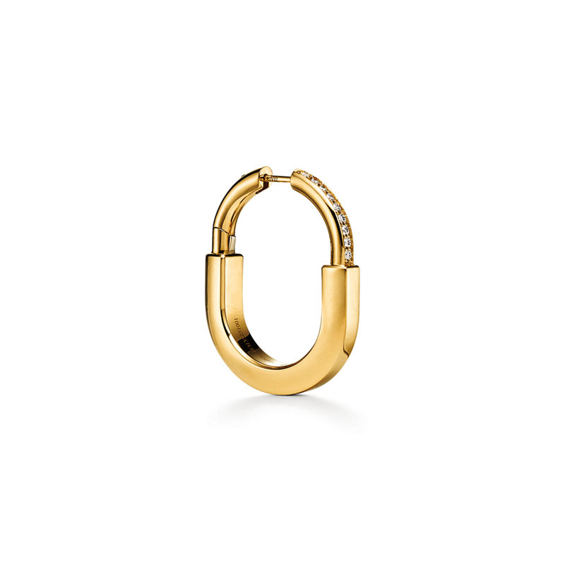 Tiffany & Co. Tiffany Lock Pendientes en oro amarillo con diamantes tamaño mediano Devoluciones gratuitas