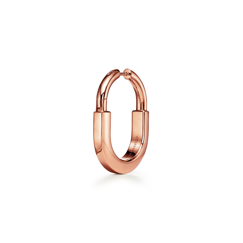 Tiffany & Co. Tiffany Lock Pendientes en oro rosa con diamantes tamaño mediano Los más vendidos