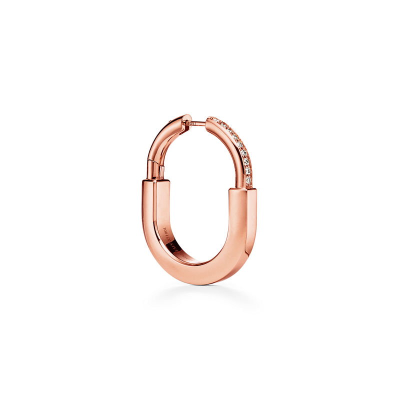 Tiffany & Co. Tiffany Lock Pendientes en oro rosa con diamantes tamaño mediano Los más vendidos