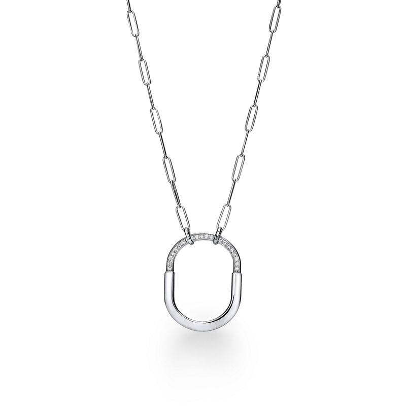 Tiffany & Co. Tiffany Lock Colgante en oro blanco con diamantes tamaño grande