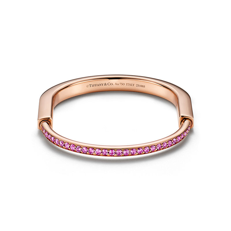 Tiffany & Co. Tiffany Lock Brazalete de oro rosa con zafiros rosas Descuento