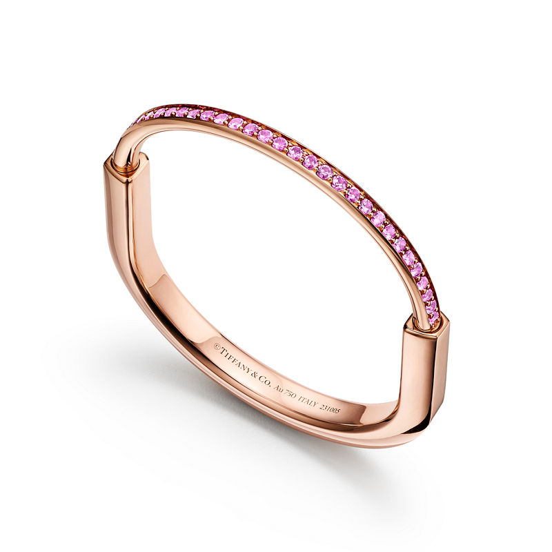 Tiffany & Co. Tiffany Lock Brazalete de oro rosa con zafiros rosas Descuento