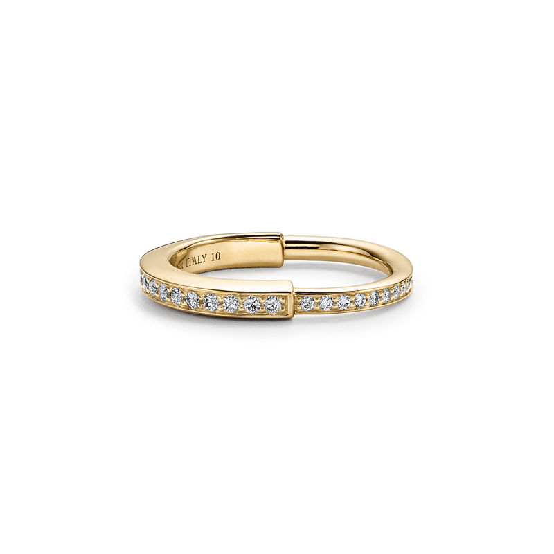 Tiffany & Co. Tiffany Lock Anillo de oro amarillo con diamantes en pavé
