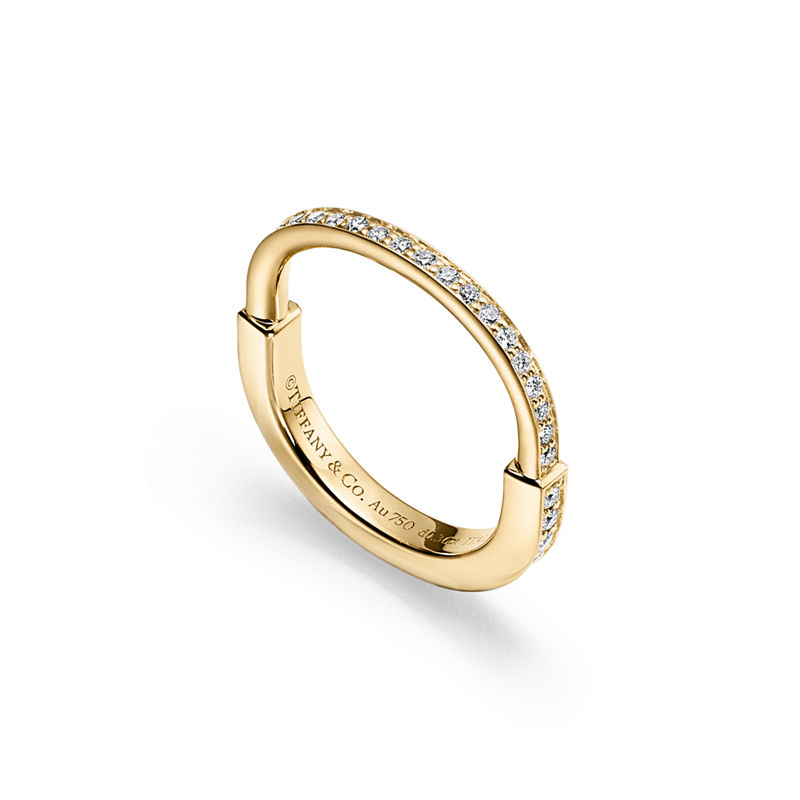 Tiffany & Co. Tiffany Lock Anillo de oro amarillo con diamantes en pavé Tienda