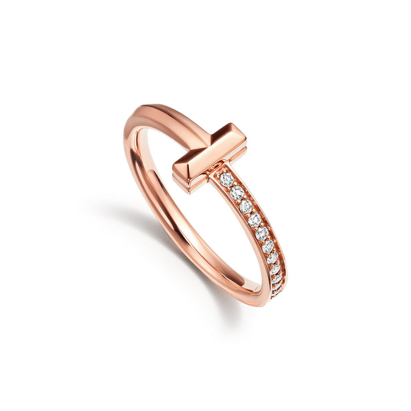 Tiffany & Co. Tiffany T T1 Anillo de oro rosa con diamantes Oferta especial