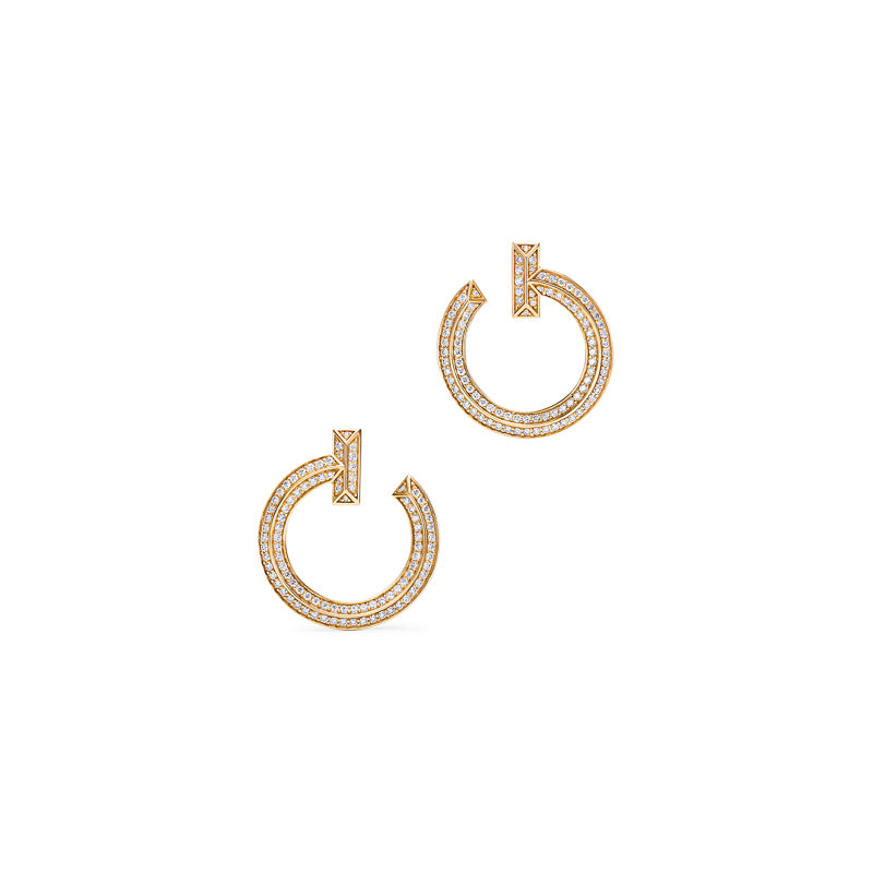 Tiffany & Co. Tiffany T T1 Pendientes de aro abiertos de oro con diamantes