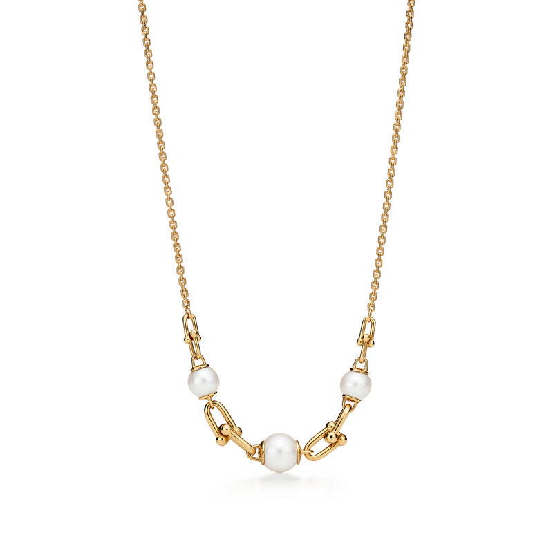 Tiffany & Co. Tiffany HardWear Collar de eslabones en oro amarillo con perlas de agua dulce