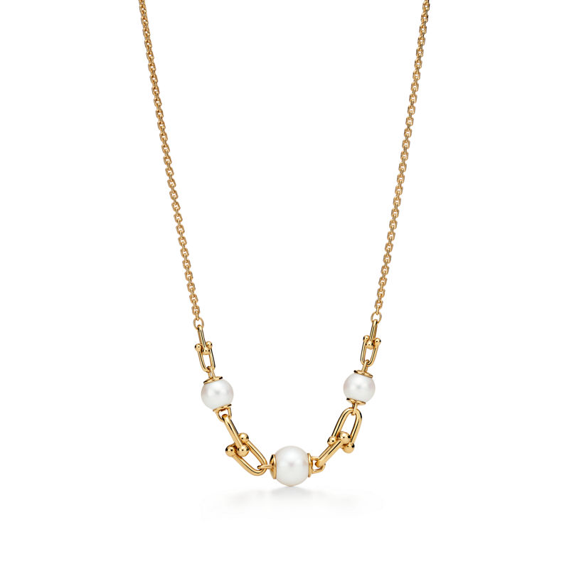 Tiffany & Co. Tiffany HardWear Collar de eslabones en oro amarillo con perlas de agua dulce Oferta especial de fábrica
