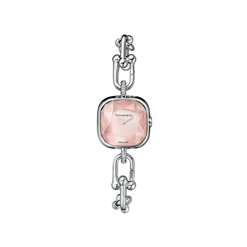 Tiffany & Co. Tiffany HardWear Reloj de plata de ley y diamantes con nácar rosa
