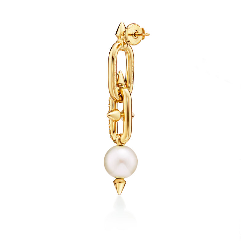 Tiffany & Co. Tiffany Titan by Pharrell Williams Pendientes de perlas de oro amarillo con diamantes Limitado a 3 días
