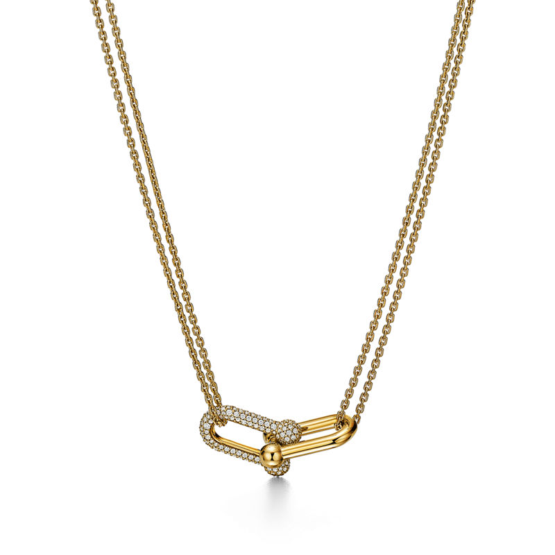 Tiffany & Co. Tiffany HardWear Colgante de eslabones dobles grandes de oro amarillo con diamantes en pavé