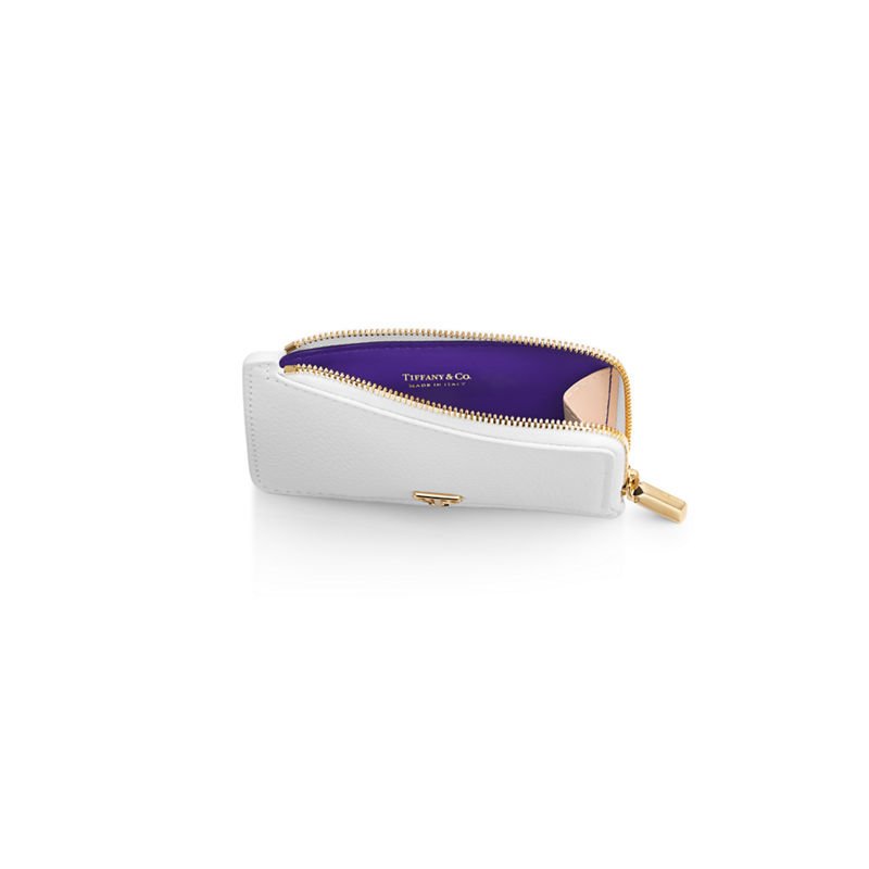 Tiffany & Co. T&CO. Tarjetero con cremallera de piel color blanco Rebajas