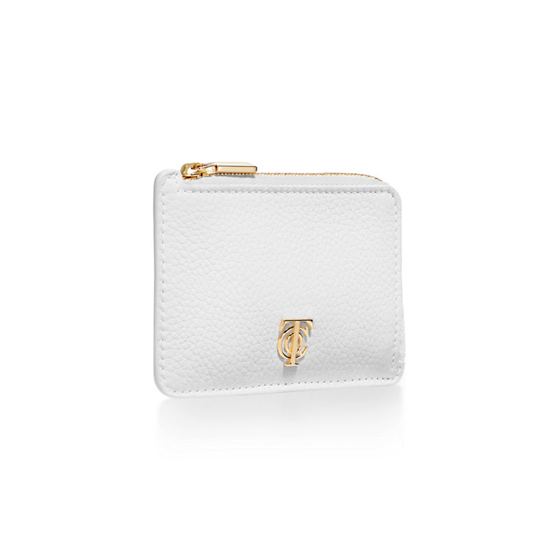 Tiffany & Co. T&CO. Tarjetero con cremallera de piel color blanco Rebajas